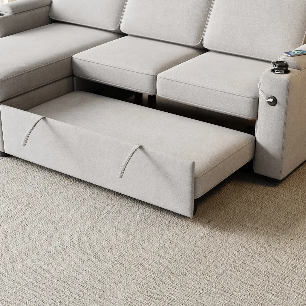 85.8 Inch Sleeper Sofa 2 1 Pull Out Sofa Bed Storage w1193