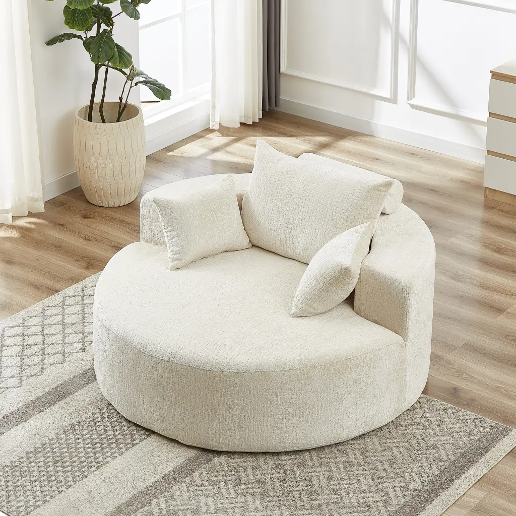 55-Inch Chenille Sponge Single Sofa No Assembly Required Fluffy Modern Sleeper welike furniture