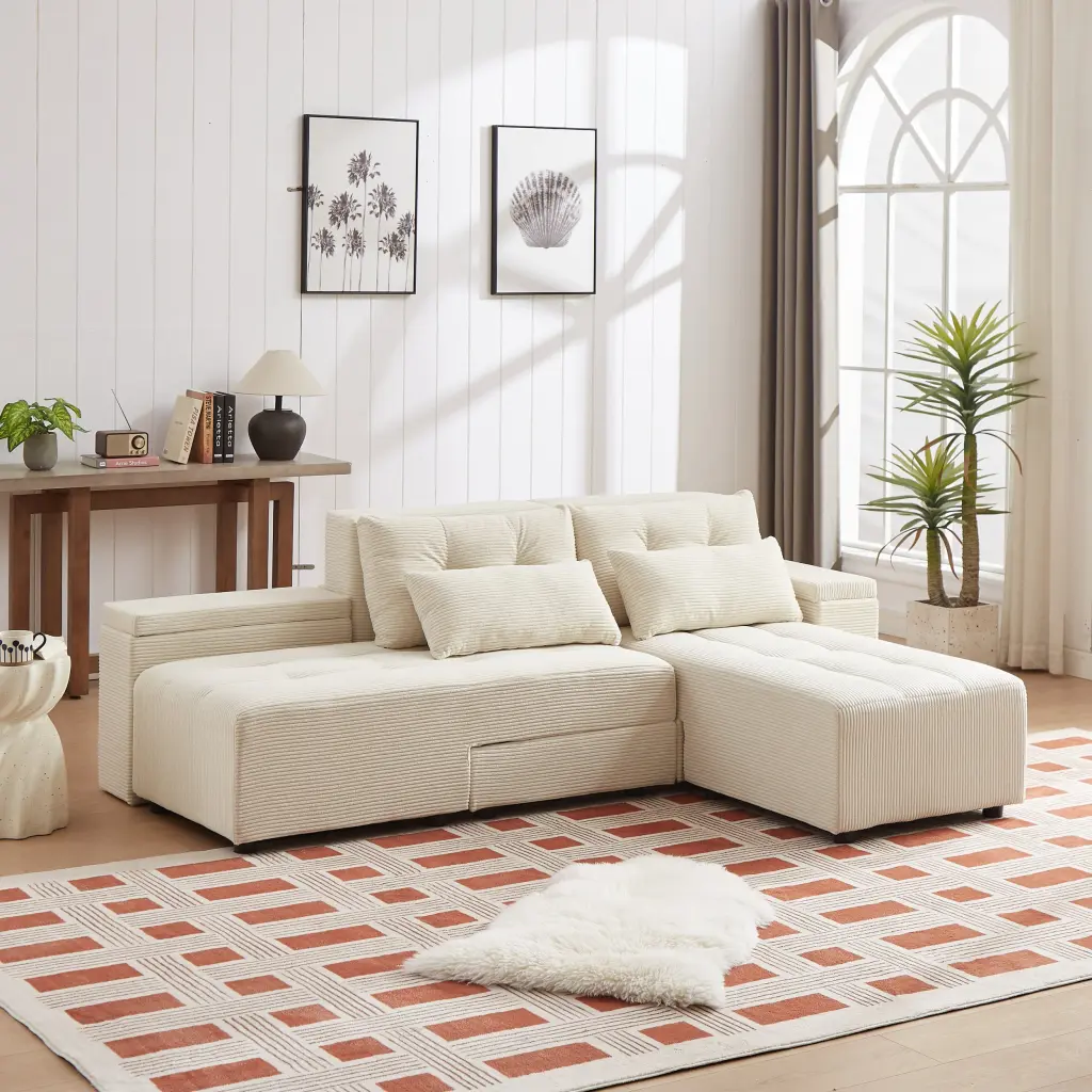 Convertible 3 1 Sleeper Sofa Sectional 4 Storage Spaces welike furniture