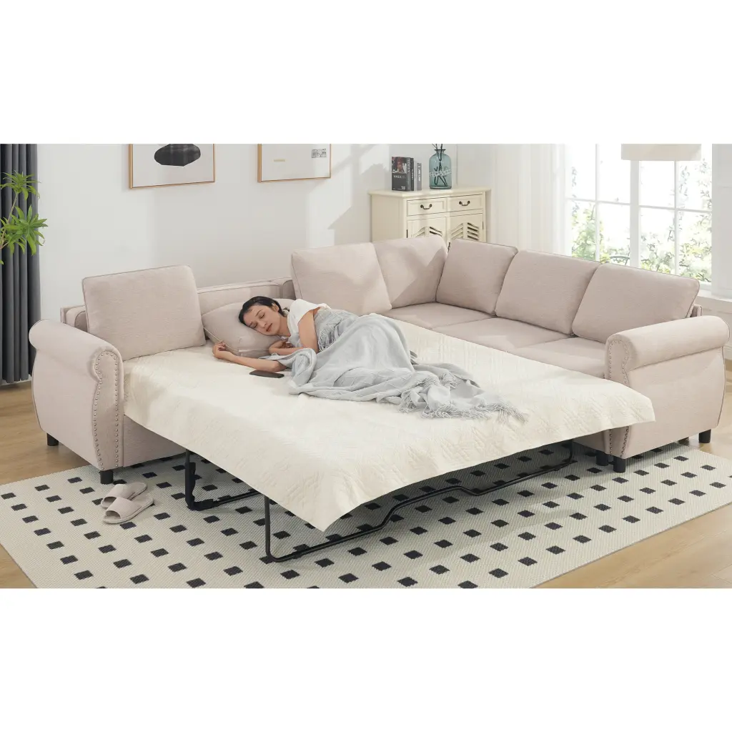 Arrived Sleeper Sofa 2 1 Pull Out Couch Bed 6 Seater Sofa Bed L Shape wf-furniture