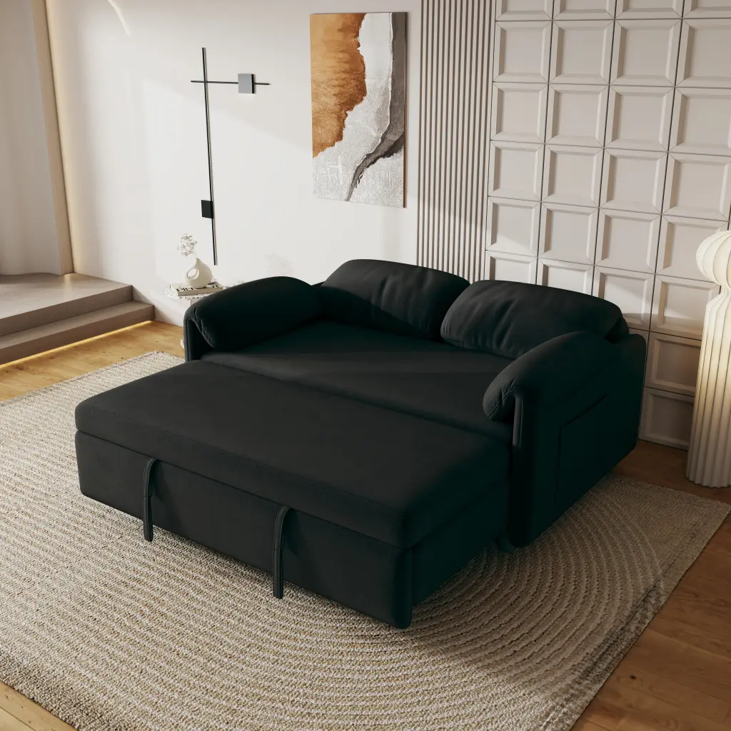 54 Inch Velvet Sofa Bed Dual Purpose Living Room Retractable Sleeper ylf fff