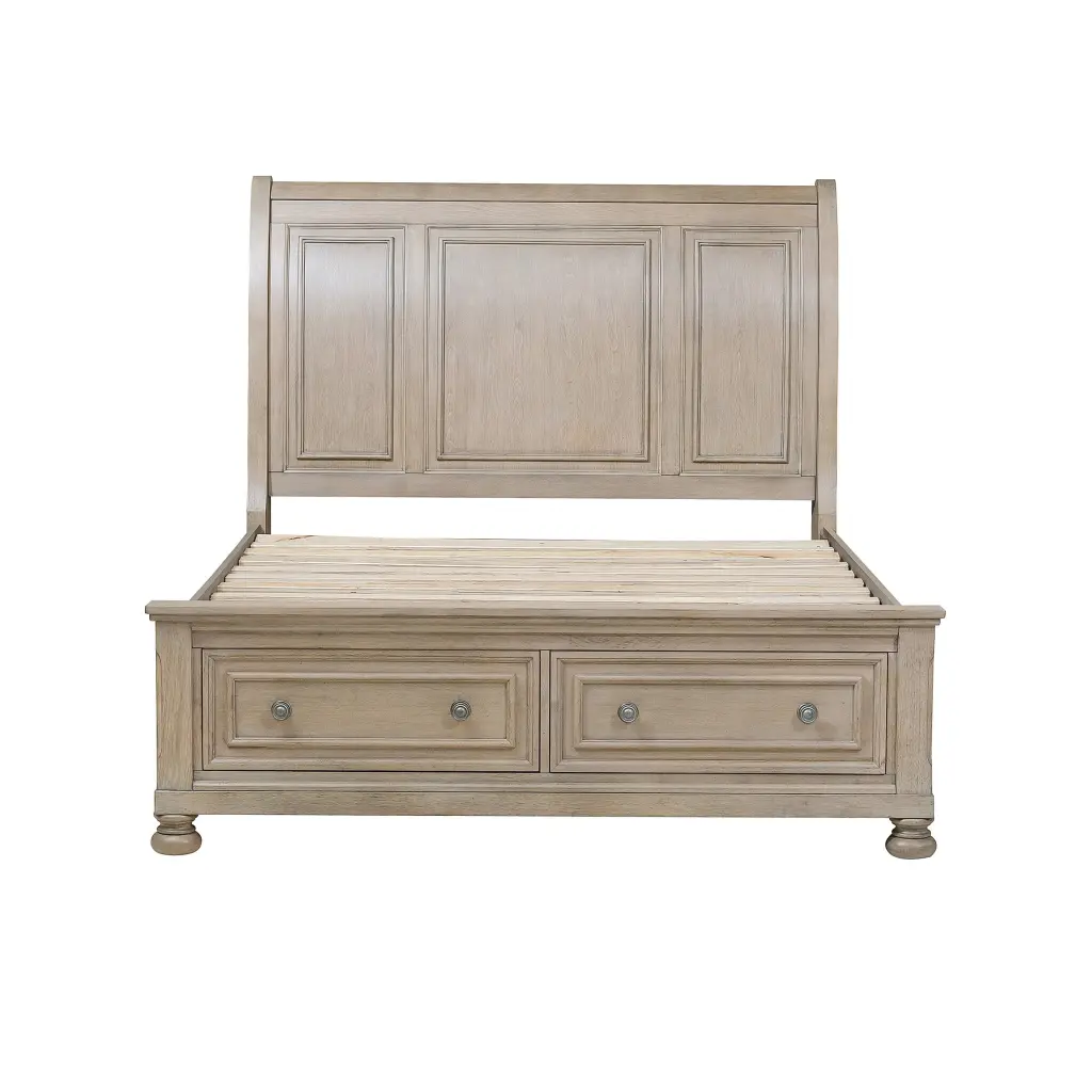 Timeless Queen Size Sleigh Bed Footboard and Storage Drawers Classic Bedroom Furniture kanepe