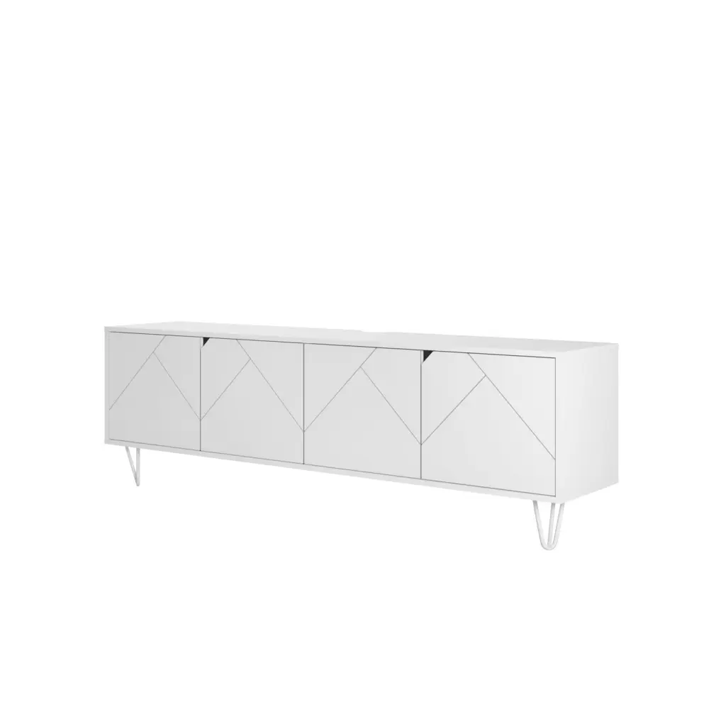 Homestock Mountain Majesty 72-inch Slim TV Stand White Entertainment Center