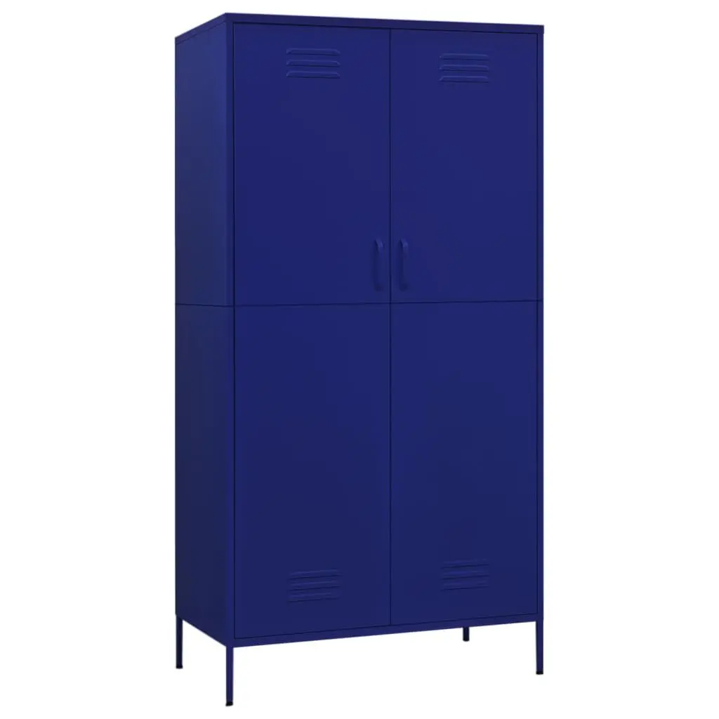 Navy Blue Steel Wardrobe 35.4x19.7x70.9 Inches Slim Closet Small Spaces