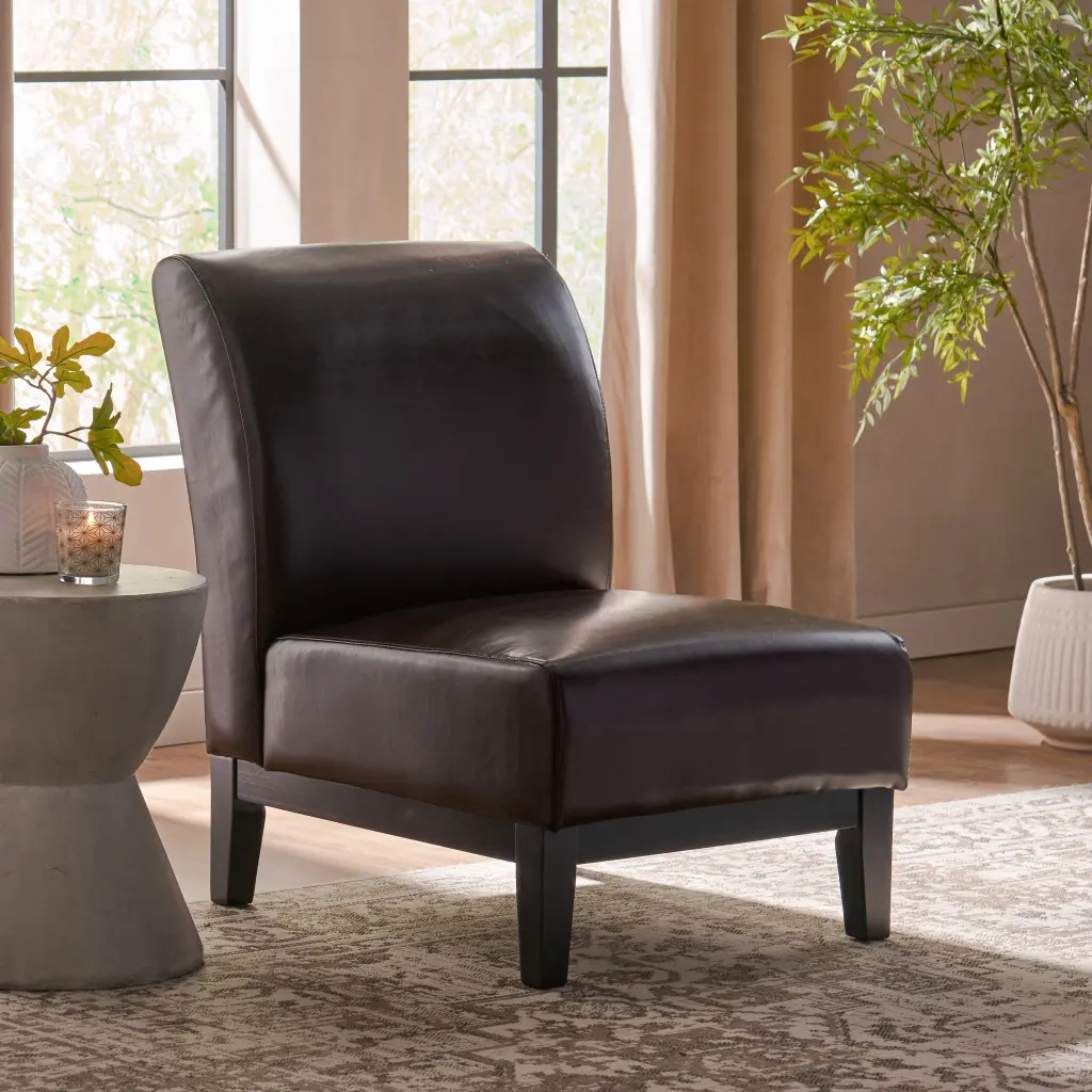 Lennon KD Slipper Chair Brown Material 1 Seat Accent Chair nh-perfect home