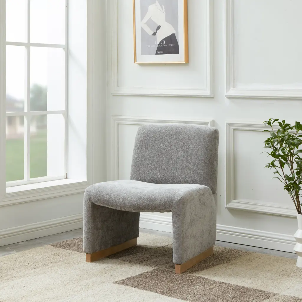 Comfy Accent Chair Upholstered Slipper Chair Armless Wood Legs rnb