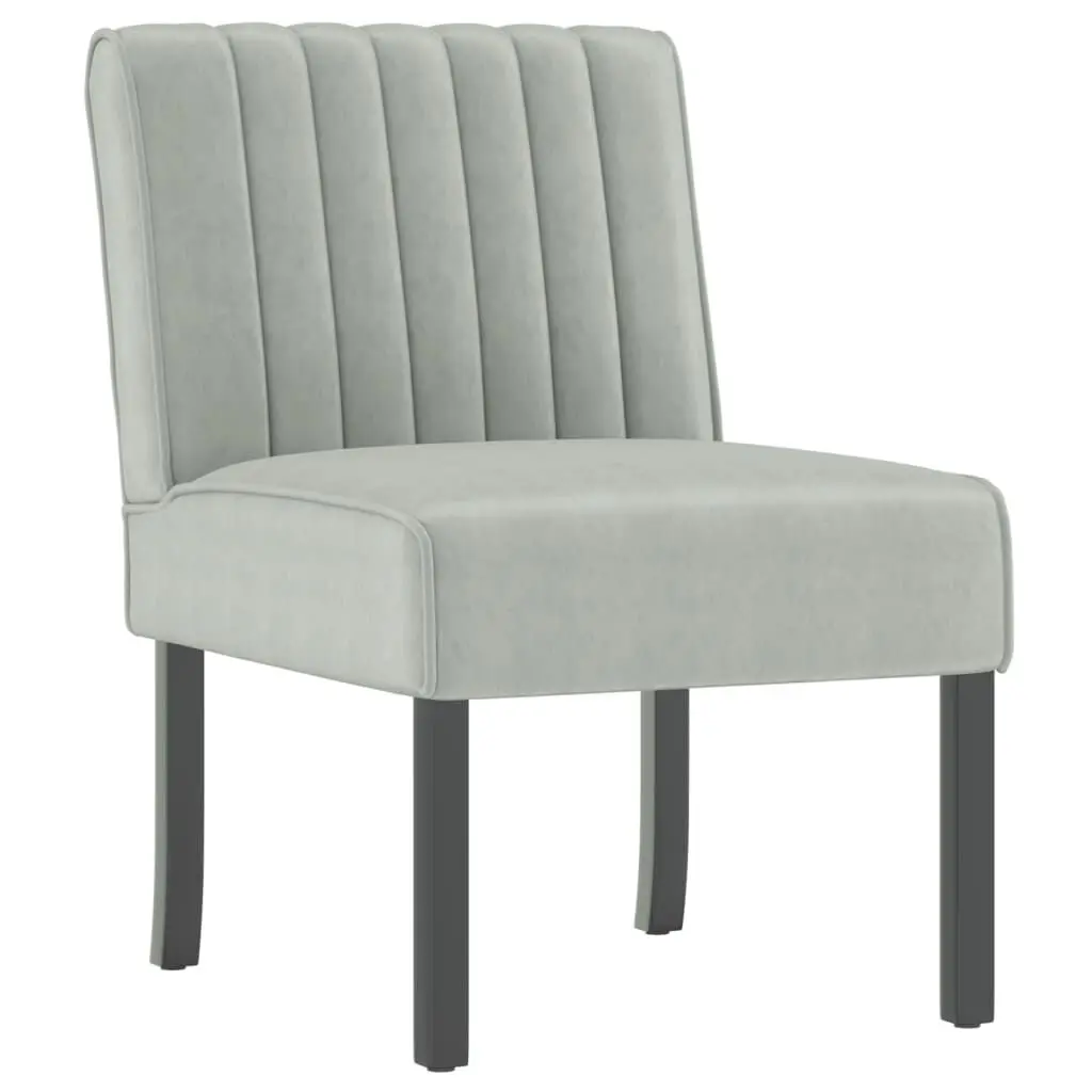 Slipper Chair Light Gray Velvet Accent Chair Living Room