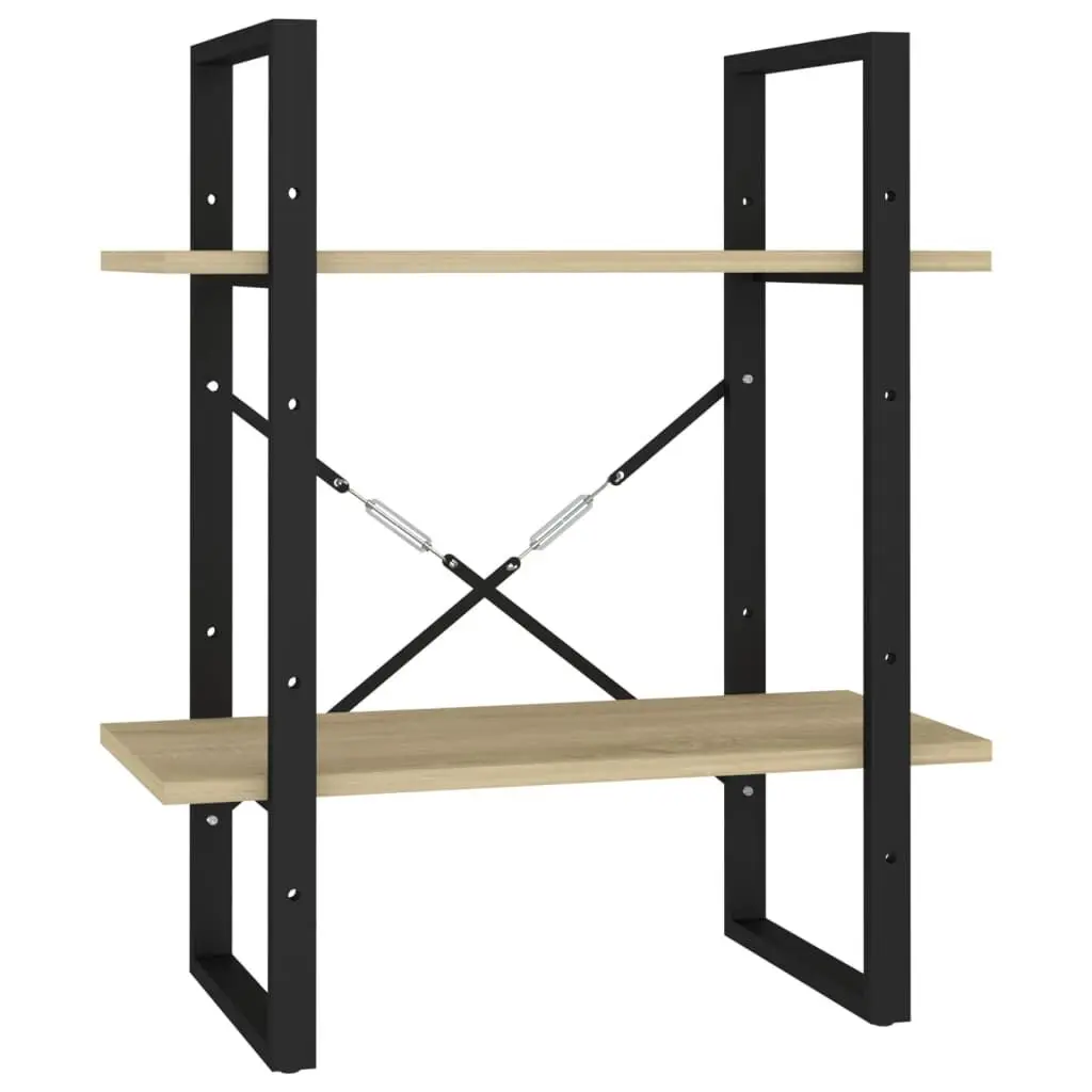 2-Tier Book Cabinet Sonoma Oak 23.6x11.8x27.6 Inch Engineered Wood - Compact Bookshelf