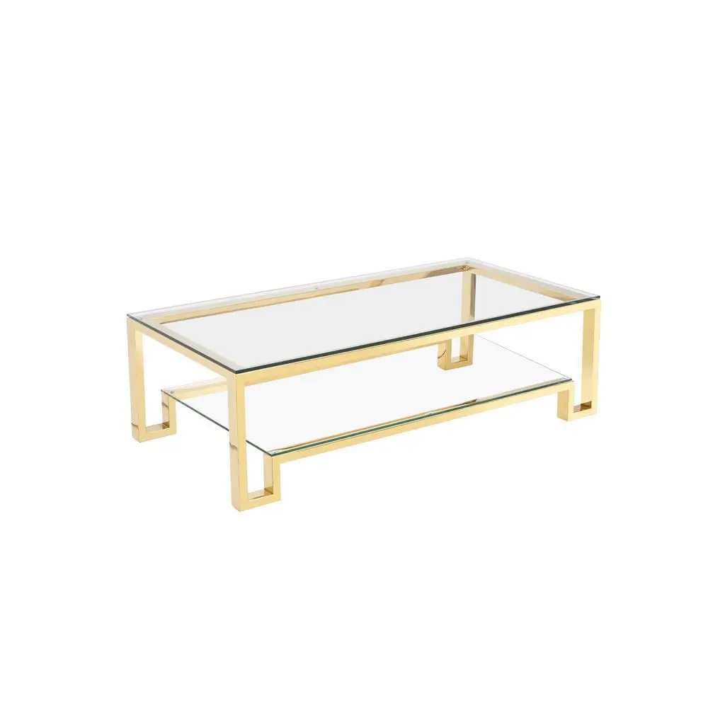 Laurence Coffee Table Small High Polish Gold Modern Design American Home Classic