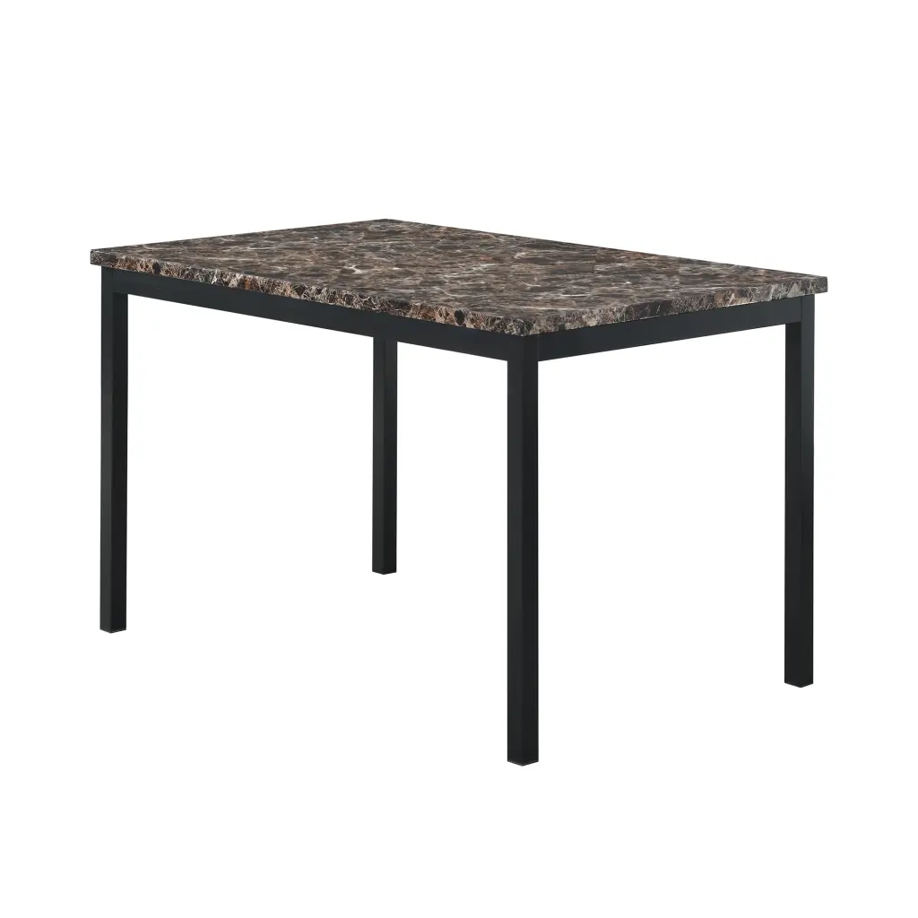 Faux Marble Top Metal Frame Dinette Table Black Small Spaces beds - sofas