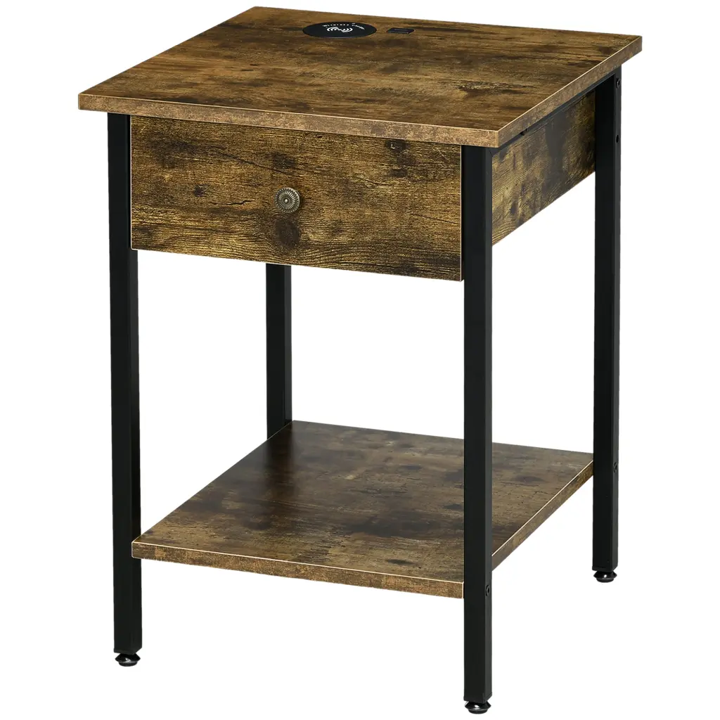 Homcom End Table Wireless Charging Station And 2 Usb Ports Small aosom business