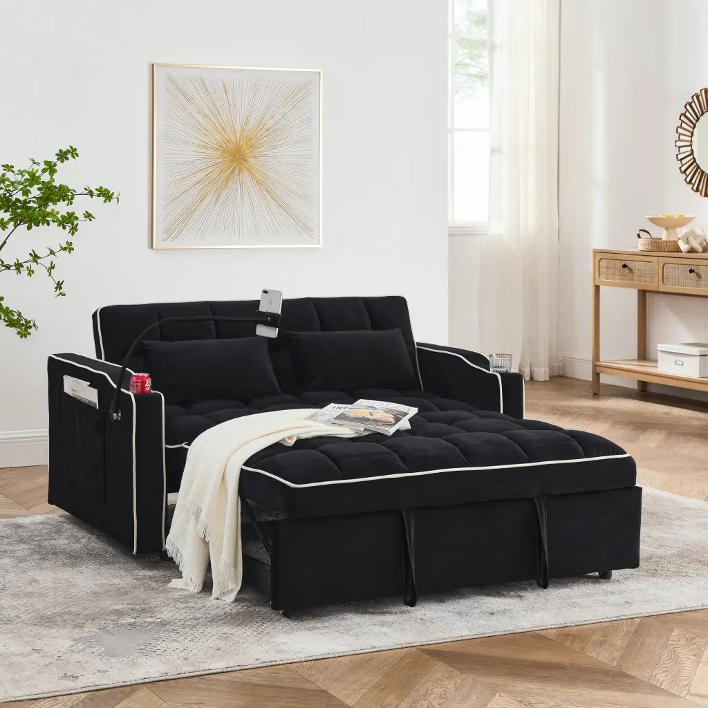 55.51 Inch Multi Functional Collapsible Sofa Bed 3 Lengths Modern Sofa Bed Small Spaces angela