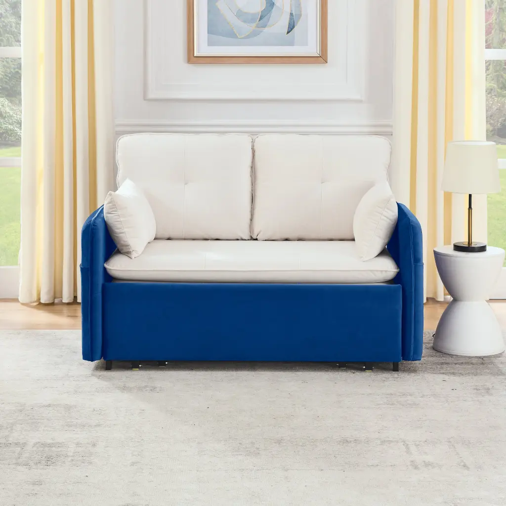 53 Inch Modern Convertible Sofa Bed USB Power Port and Removable Armrests lucky fortune