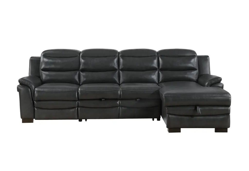 Coco Blanche Charcoal Grey 3-Seater PU Sofa Bed USB luxe modern furniture