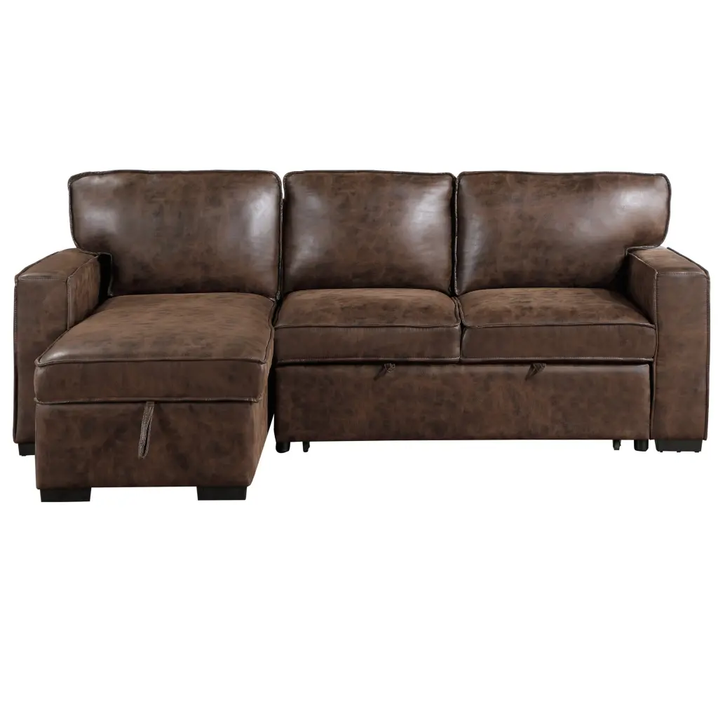 Territory Coffee Reversible Pull Out Sofa Bed Coffee Fabric 3 Seat luxe modern furniture