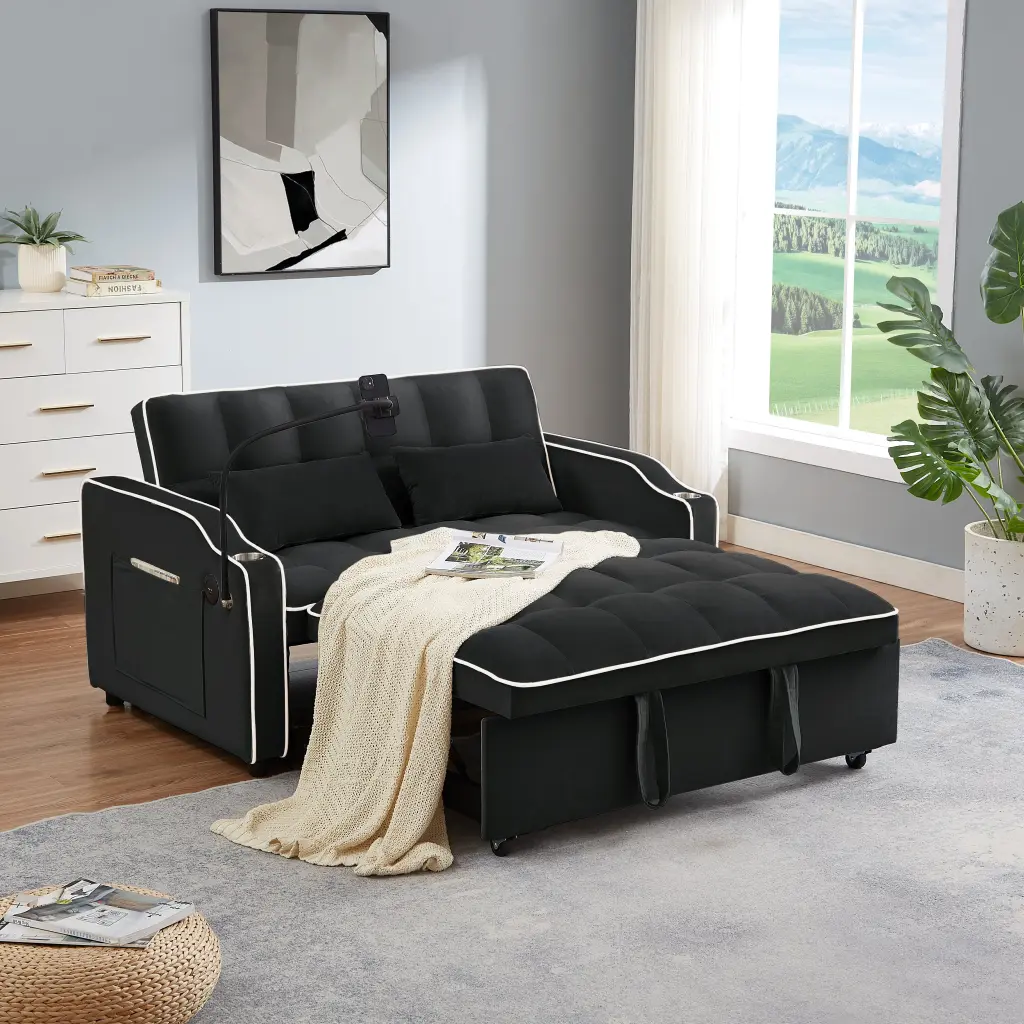 Multi Functional Foldable Sofa Bed 3 Lengths Modern Velvet Sofa one future