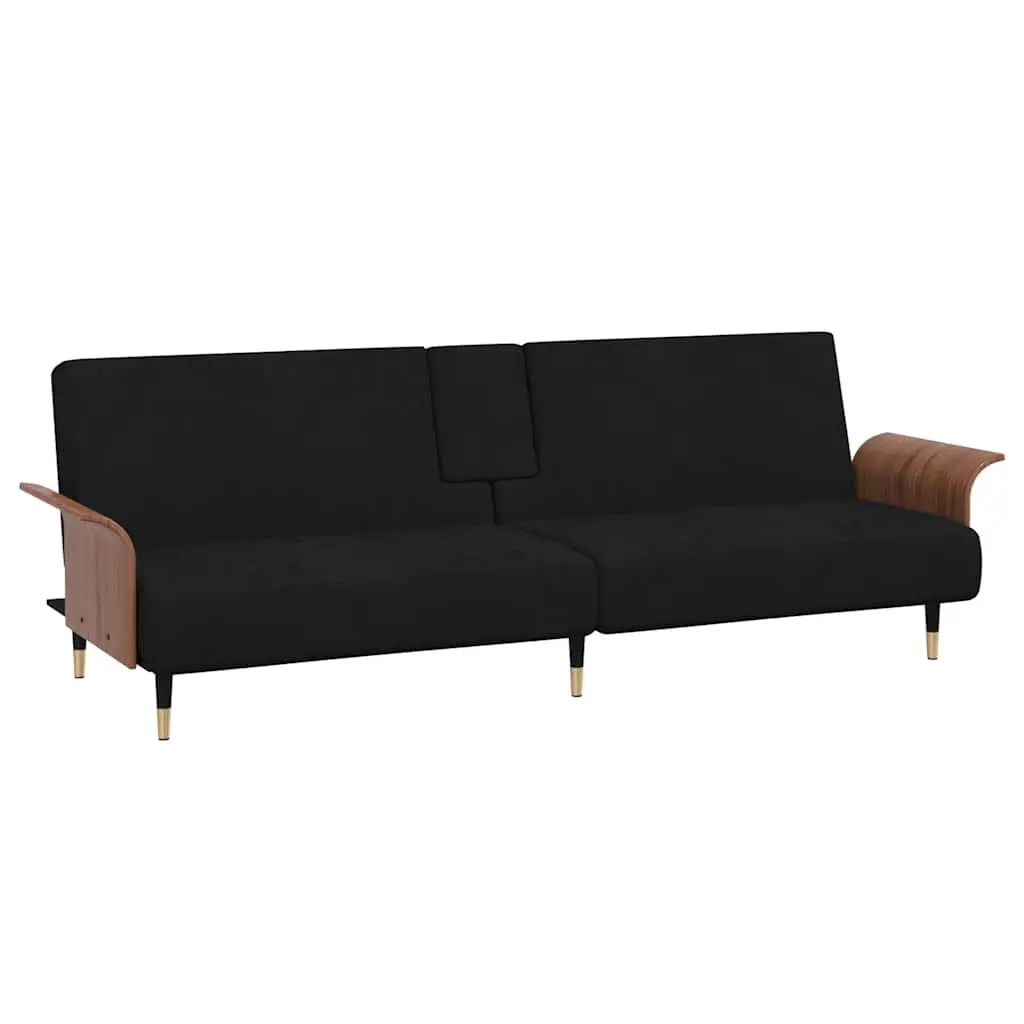 Sofa Bed Cup Holders Black Velvet Convertible Sleeper