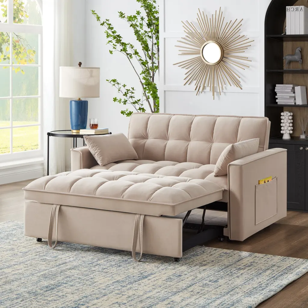 4 1 Loveseat Sofa Bed Armrests and Storage Pockets Multi Functional wm home furniture