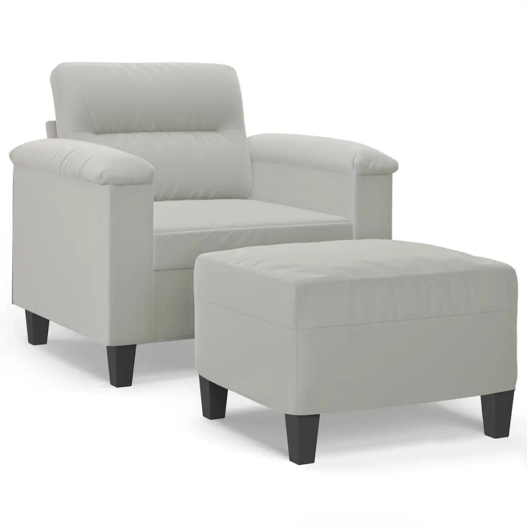 Light Gray Microfiber Fabric Sofa Chair Footstool 23.6 Inches Comfortable Lounge Chair