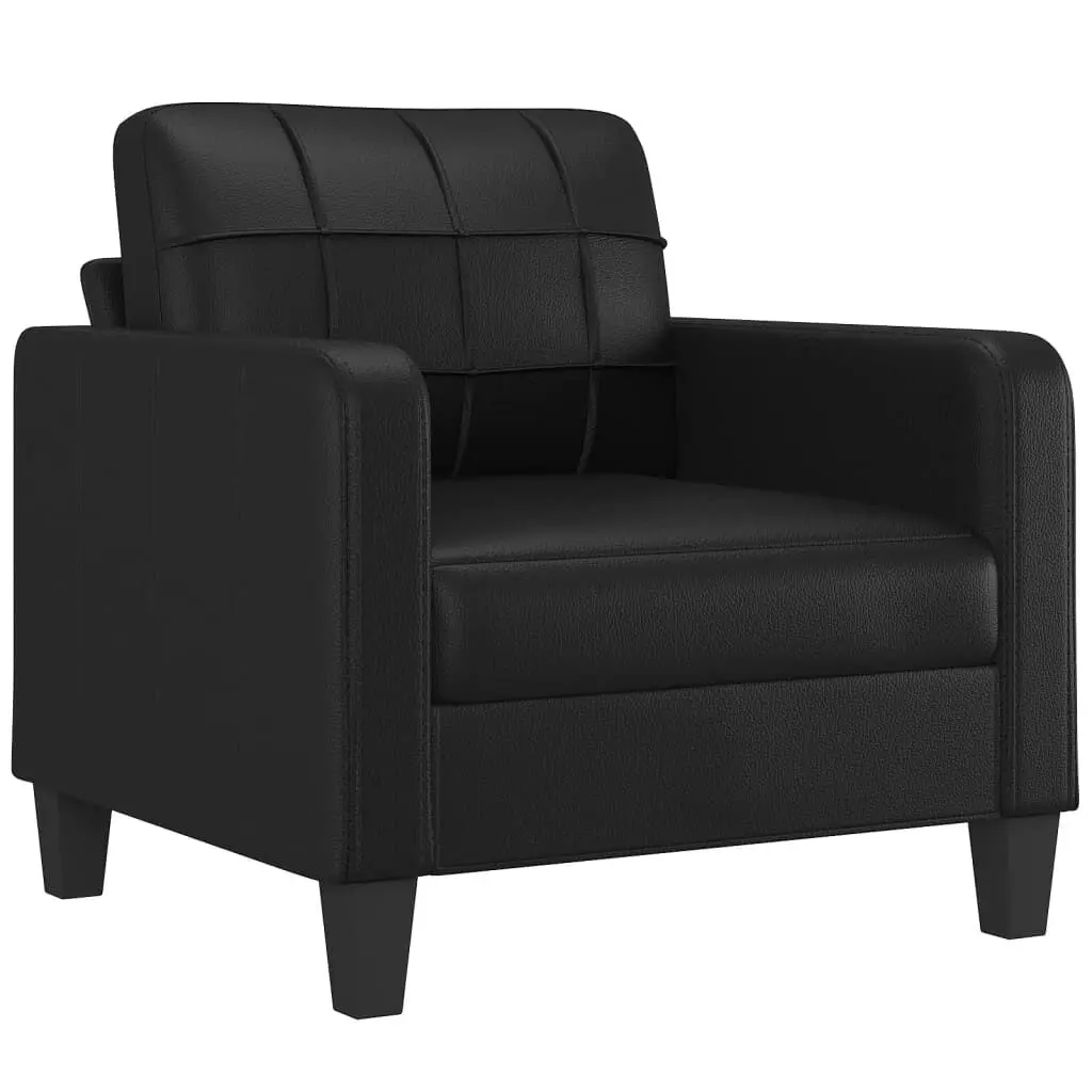 Sofa Chair Black 23.6 Inch Faux Leather Modern Accent Chair