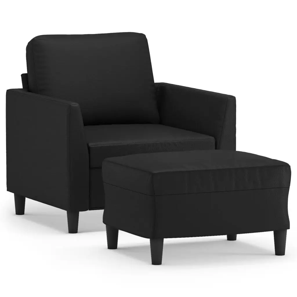 Sofa Chair Footstool Black 23.6 Inch Faux Leather Living Room or Office