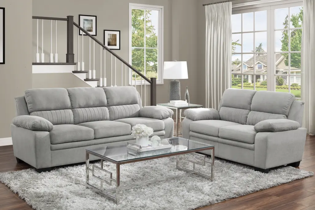 Modern Living Room 2 Piece Plush Cozy Sofa and Loveseat Set Gray kanepe