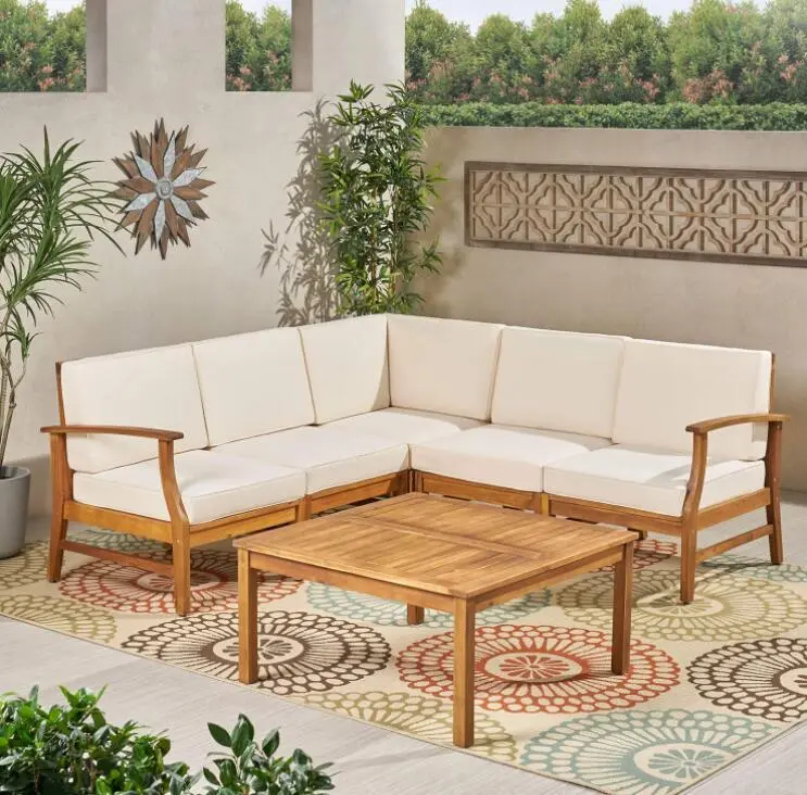 Perla 6 Piece Sofa Set Cream Acacia Timber Living Room Furniture nh-gardenpara