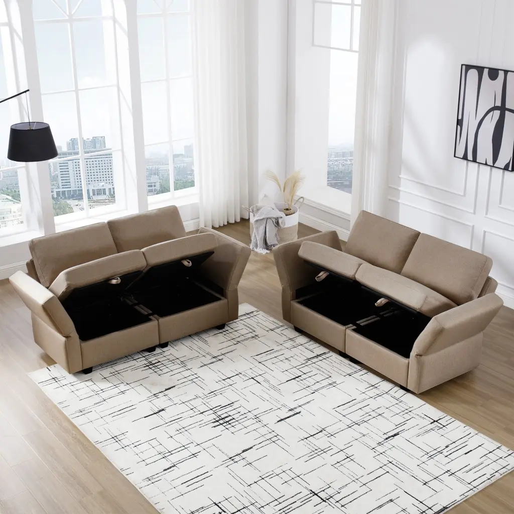 Living Room Furniture Sets 2 Piece Comfy Upholstered Sofa Couch Set ui furniture