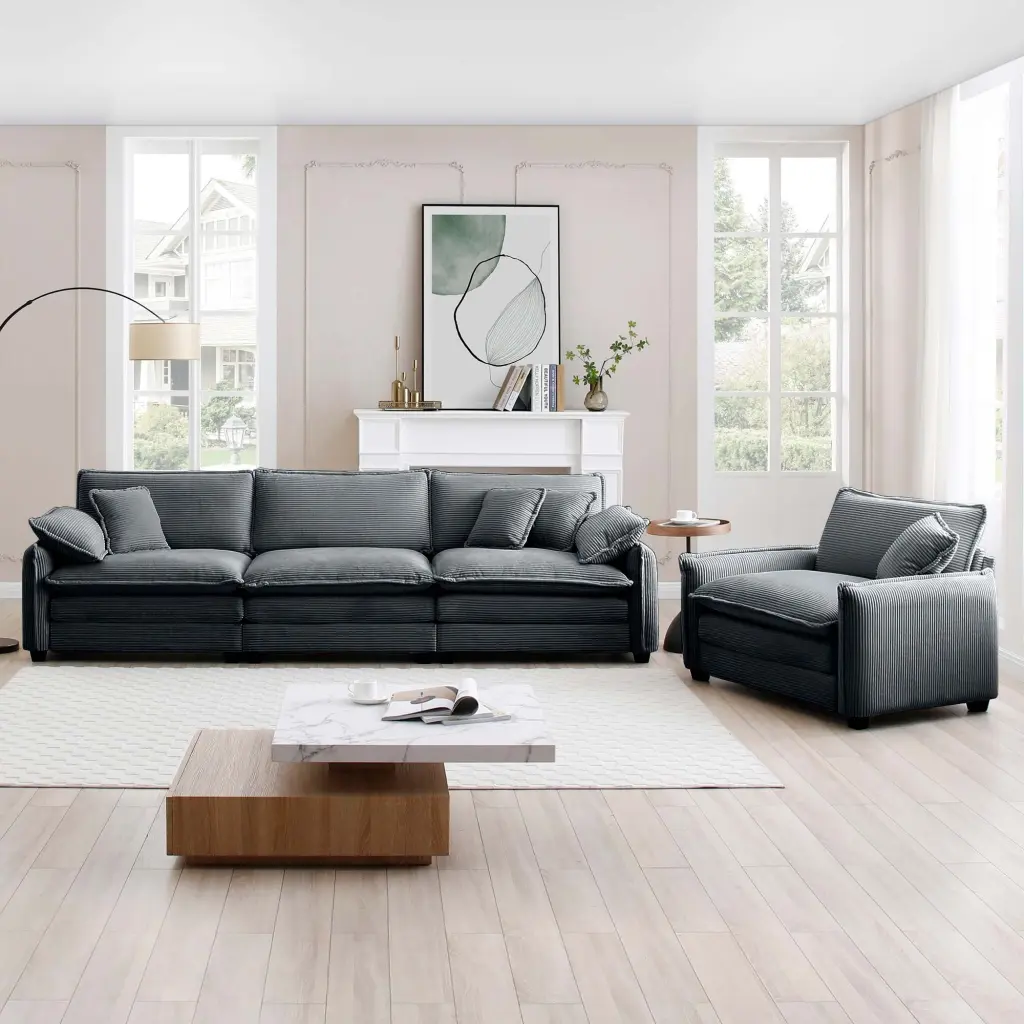 Mid Century Modern Sofa Set 3 Seater and Single Sofa ui furniture