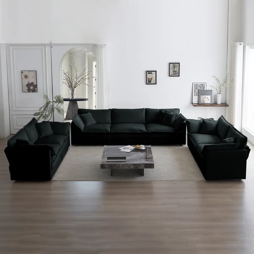 3 Piece Sofa Set Oversized Comfy Couch 2 Seater and Loveseat Modern Living Room Furniture ui furniture