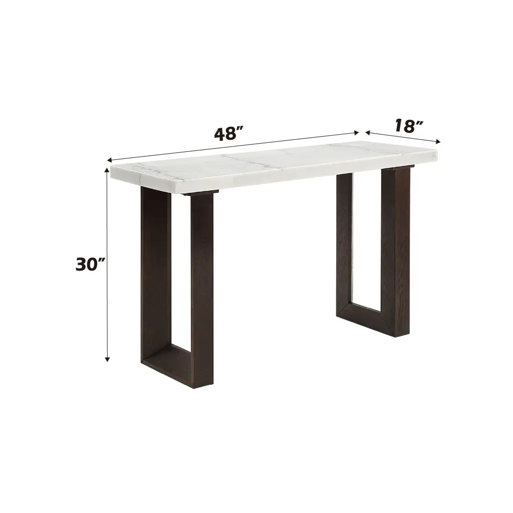 Edwyn Sofa Table Stone Top Natural Stone Top & Espresso Finish Legs acme onsite store