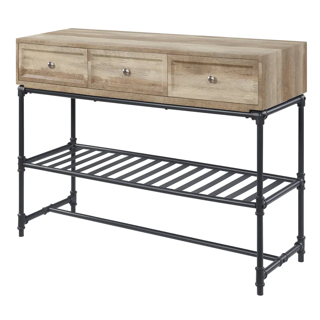 Mankato Oak and Sandy Black Sofa Table Modern Living Space Furniture furniture max