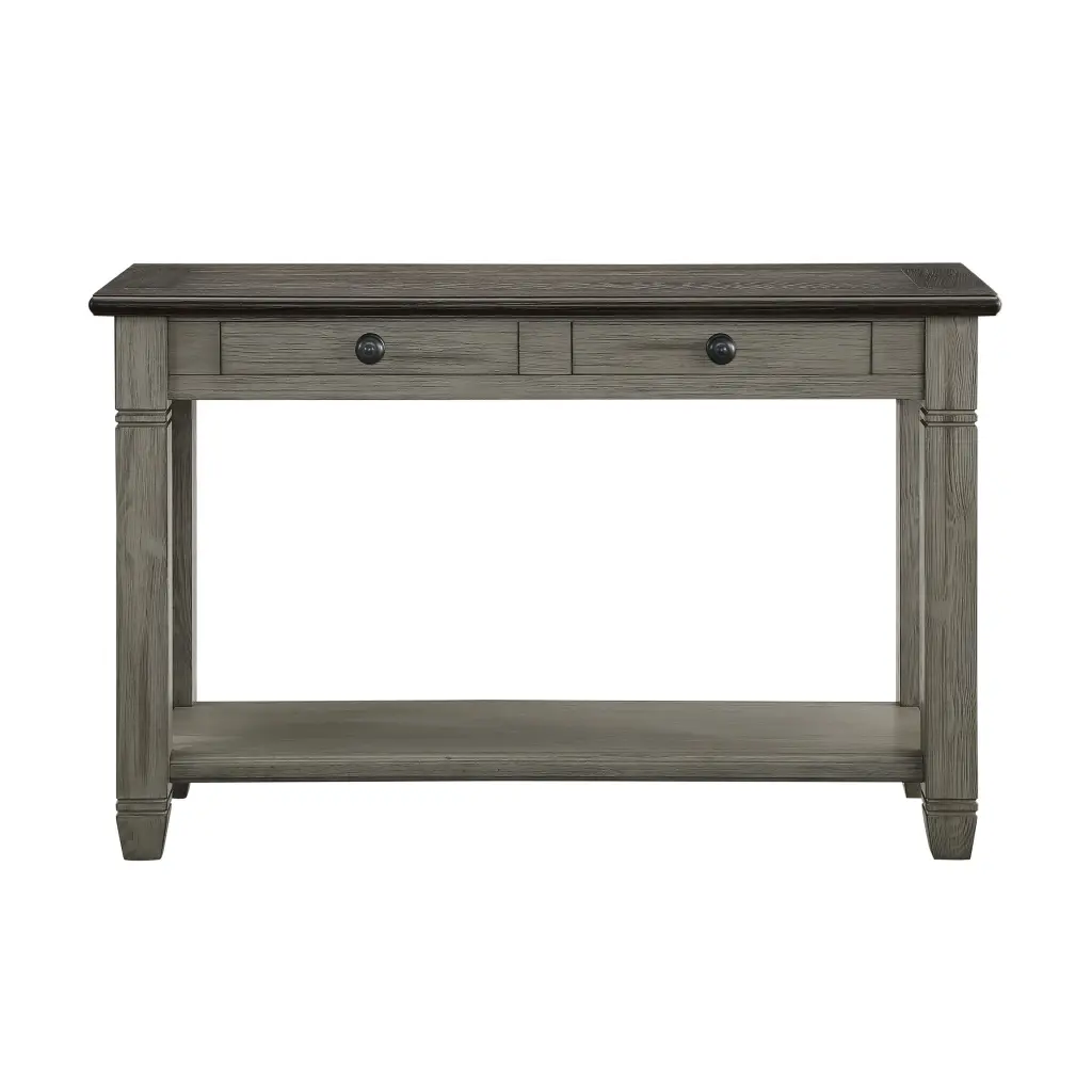 Coffee and Antique Gray Finish Sofa Table 2 Drawers Bottom Shelf Living Room Furniture kanepe