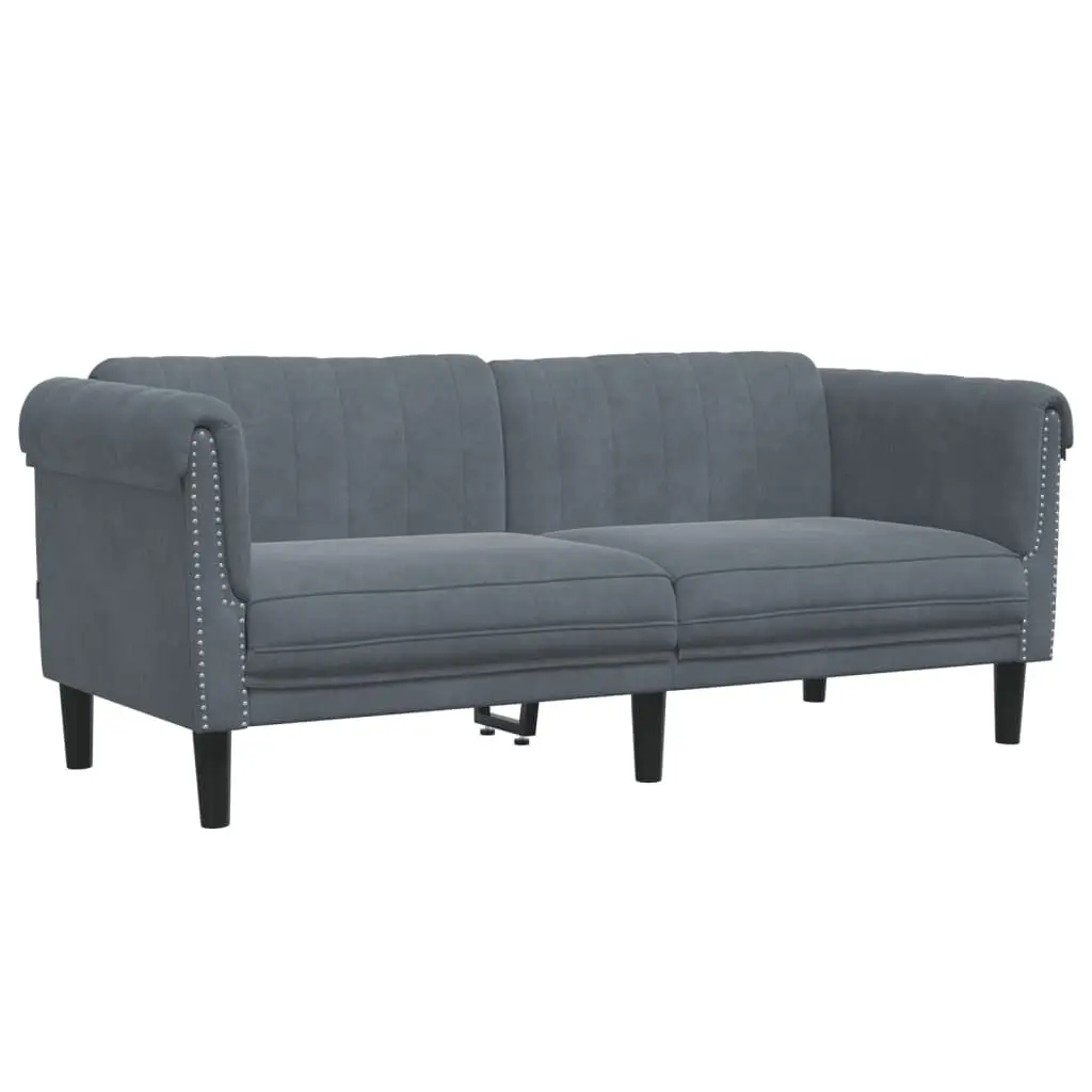 2-Seater Sofa Dark Gray Velvet Modern Loveseat Small Spaces