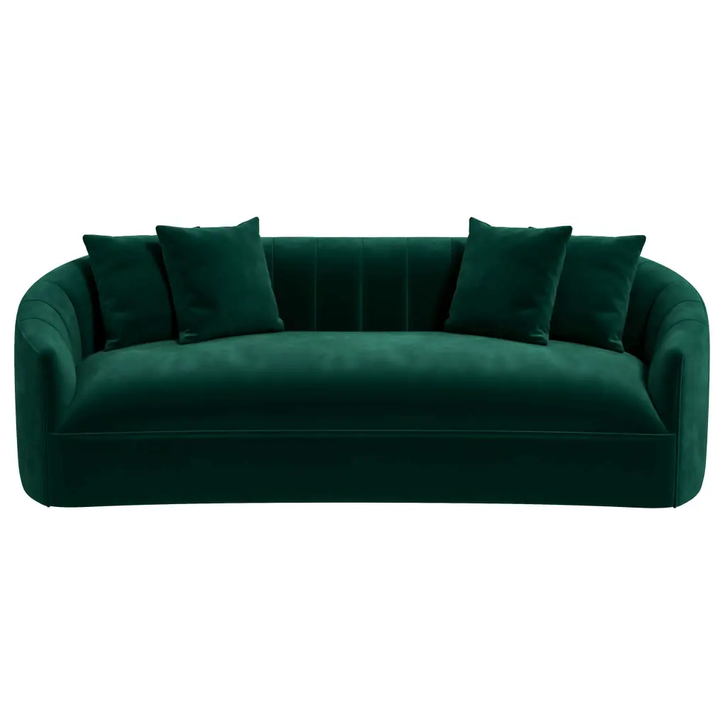 Kante Green Velvet Sofa Dark Green Velvet Timber Base Living Space ashcroft furniture