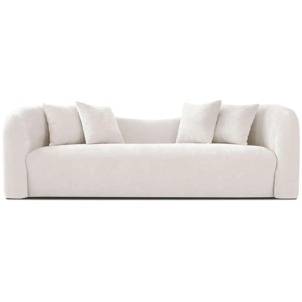 Mason Mid Century Modern Premium Tight Back Curvy White Boucle Couch ashcroft furniture