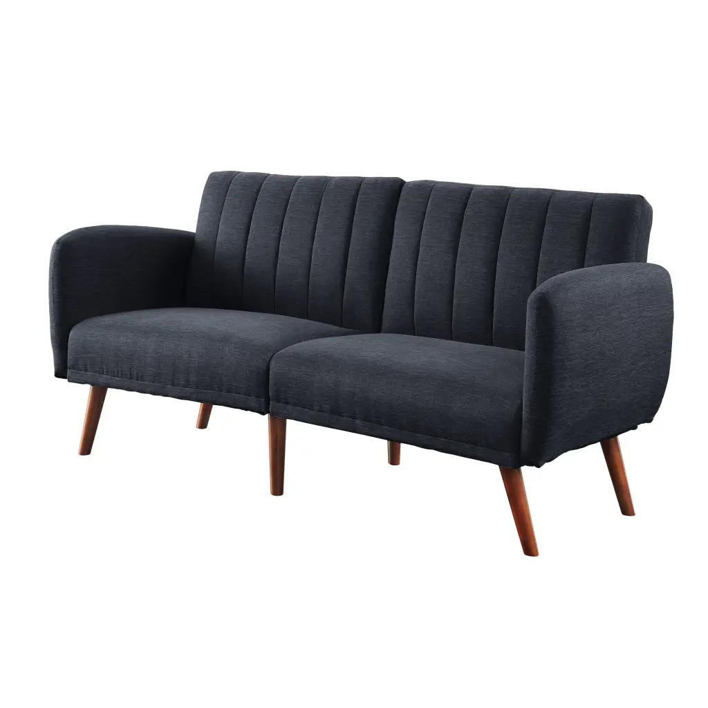 Grey Linen Upholstered Adjustable Sofa Walnut Wood Frame furniture max