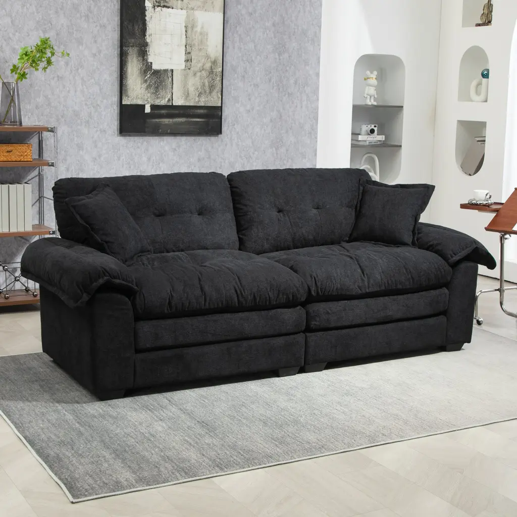 84 Inch Chenille Recliner Sofa Loveseat Deep Seats and USB Ports homemax