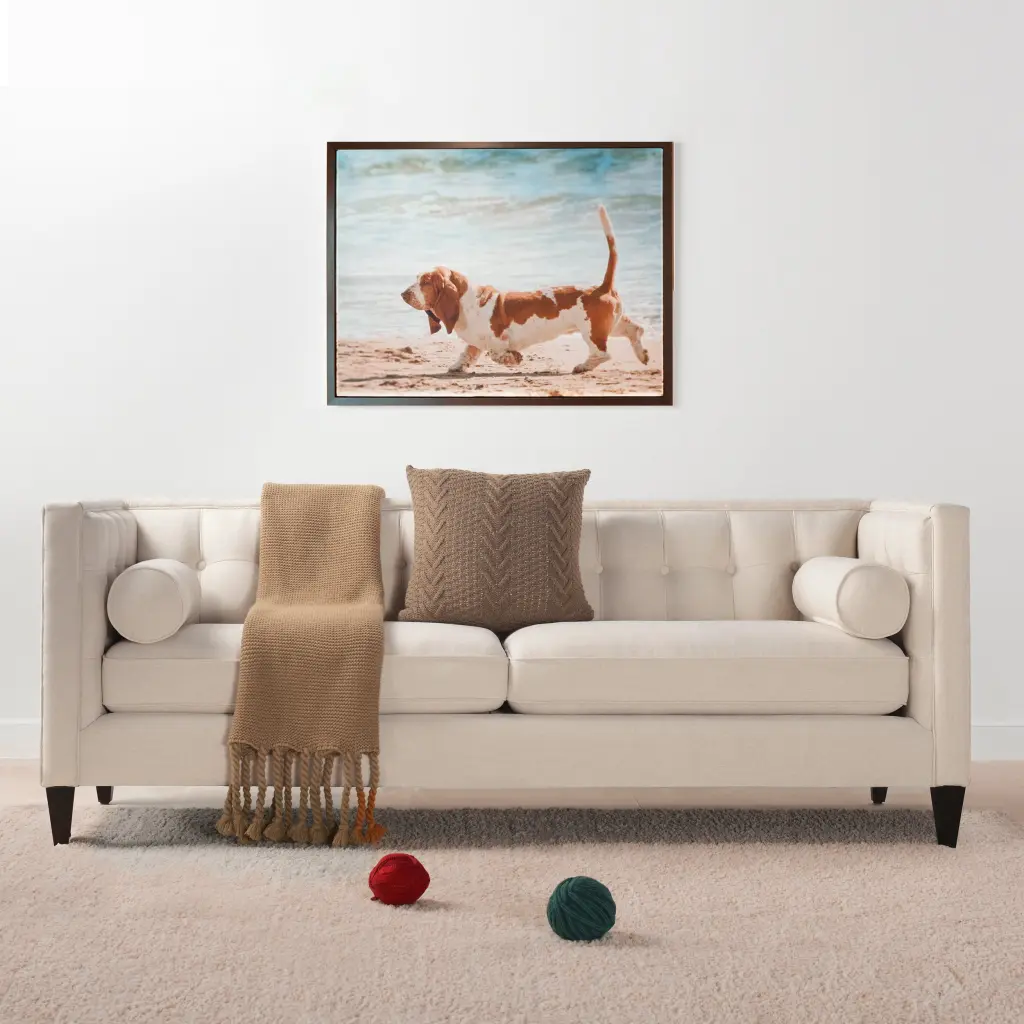 Jack 84 Inch Modern Tuxedo Tufted Sofa Sky Neutral Beige Polyester Fabric jennifer taylor home