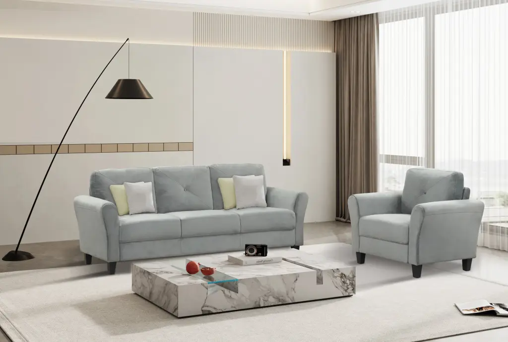 Fashion Living Room Two Piece Sofa Set Three Seats Single Sofa jiumi