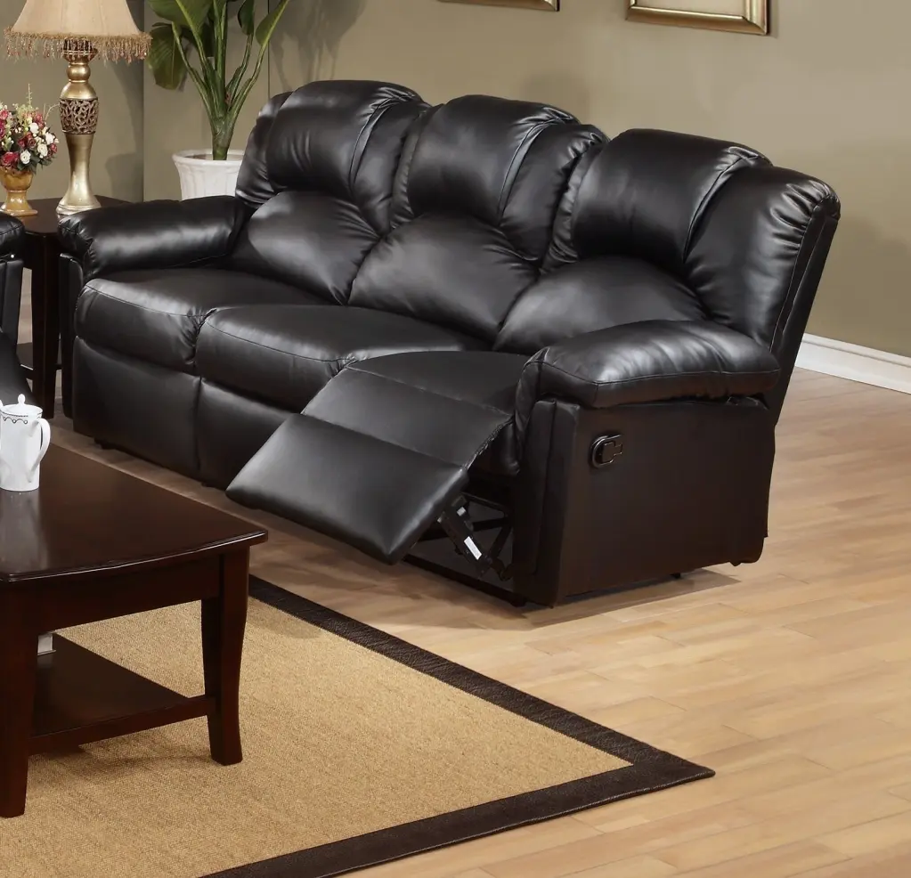 Contemporary Motion Sofa 1Pc Couch Living Room Home Decor Black Bonded Leather kanepe