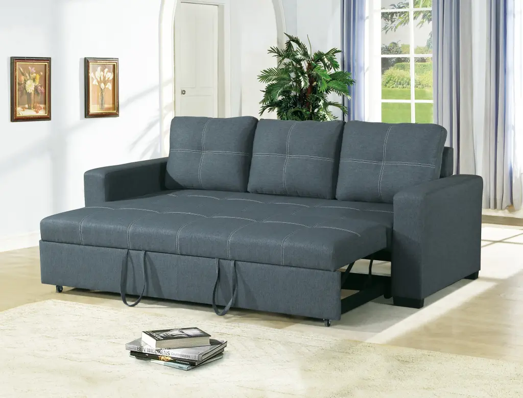 Sofa Pull Out Bed Convertible Sofa Blue Grey Polyfiber kanepe