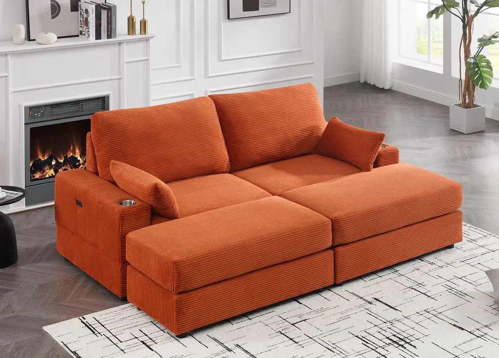 Orange 2 Seater Sofa 2 Ottoman Orange Solid Wood 2 Seat Sofa nan kun