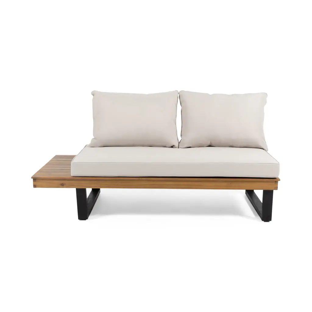 Sebastian 2 Seater Sofa Left Side Beige Acacia Wood nh-gardenpara