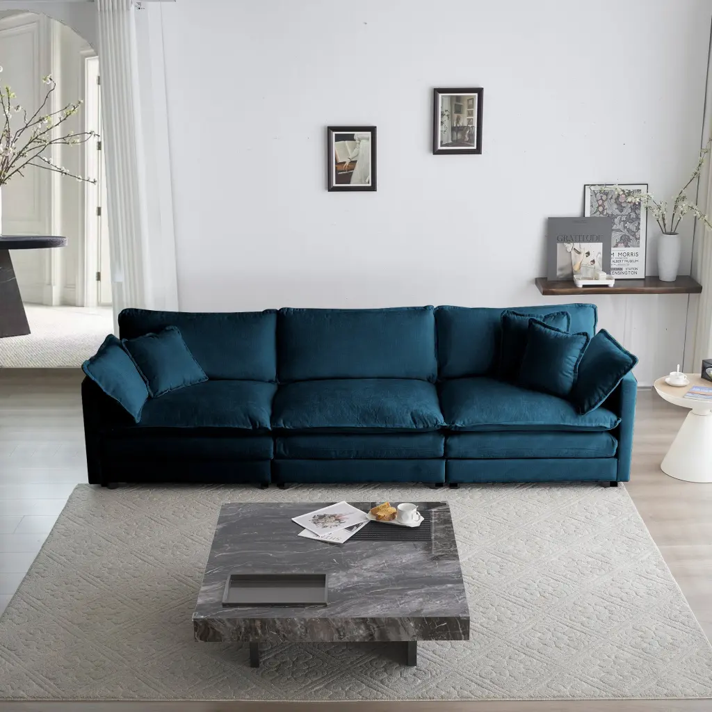 Mid Century Modern Couch 3 Seater Sofa 2 Armrest Pillows ui furniture