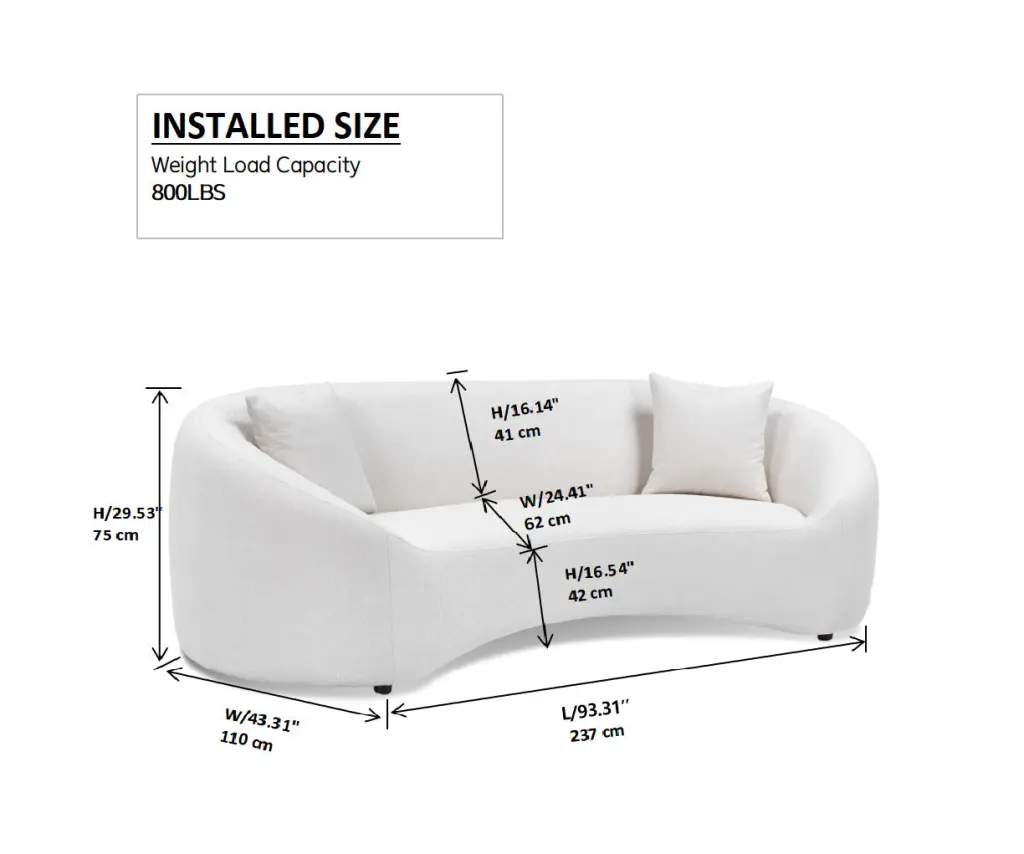 2Pcs 93.31 Inch Minimalist Curved Sofa 3 Seater Chenille Velvet Fabric yxhome