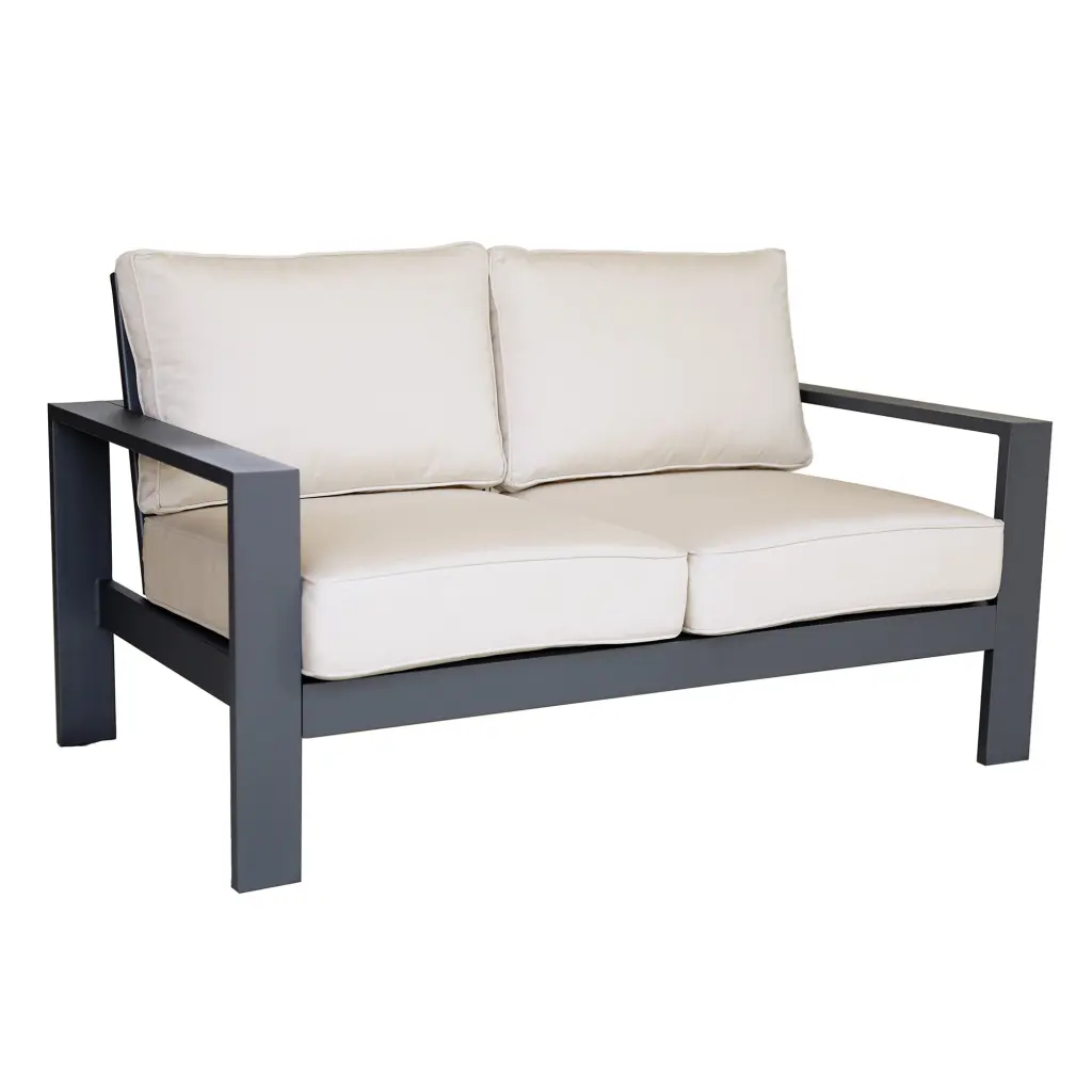 Loveseat Powdered Pewter Foam Aluminum Frame Small Sofa gathercraft