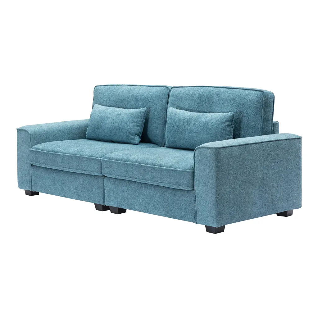 Comfortable Duo Blue Loveseat Sofa 2 Seat Solid Wood MDF Living Room nh-purenest