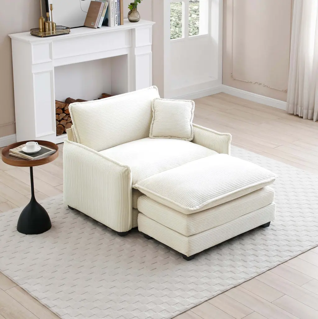 Single Deep Seat Sofa Footstool and One Pillow Living Room Lounge Chair ui furniture