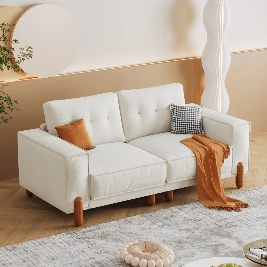 Loveseat Sofa Deep Seat Modern Chenille Comfortable Small Couch w2656